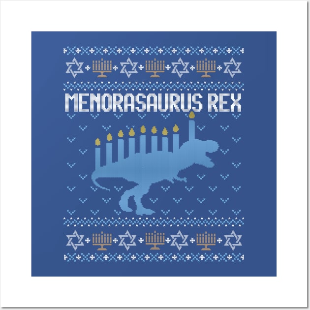 Funny Ugly Hanukkah Sweater, Dinosaur Menorah Dino Wall Art by HolidayoftheWeek